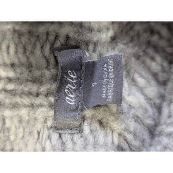AERIE! FINE WOOL BLEND, GRAY MARL HEAVYWEIGHT CROPPED MOCK NECK SWEATER! SZ M - Picture 6 of 9